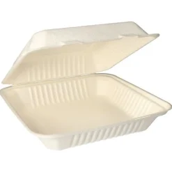 PAPSTAR Menüboxen, Zuckerrohr "pure" ungeteilt 8 cm x 25,5 cm x 25,5 cm weiß