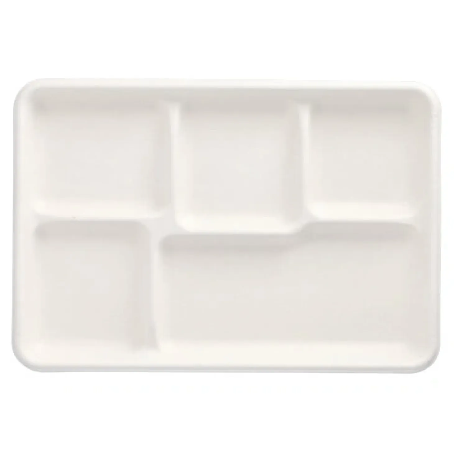 PAPSTAR Menü-Trays, Zuckerrohr "pure" 5-geteilt 2,4 cm x 21,6 cm x 31,7 cm weiß