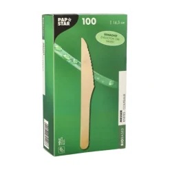 PAPSTAR Messer, Holz "pure" 16,5 cm gewachst