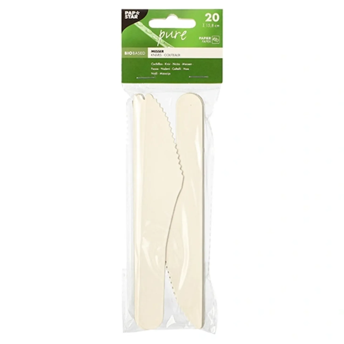 PAPSTAR Messer, Papier "pure" 15,8 cm weiß, 20 x 20 Stück