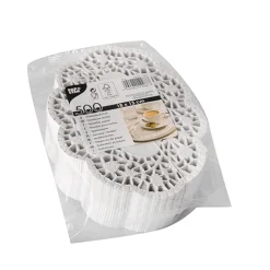 PAPSTAR Mokkadeckchen oval 18 cm x 13 cm weiß