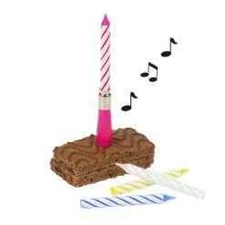 PAPSTAR Musikkerze 12 cm farbig sortiert "Happy Birthday" mit 3 Ersatzkerzen