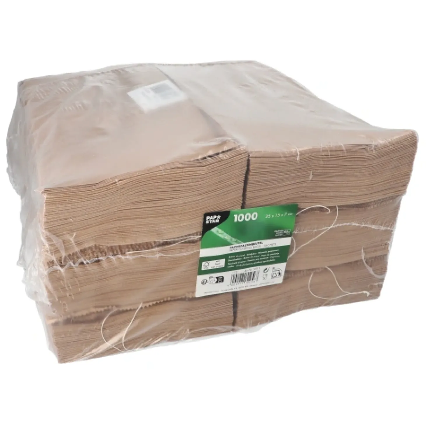 PAPSTAR Papierfaltenbeutel gefädelt Kraftpapier 35 cm x 15 cm x 7 cm braun Füllinhalt 2,5 kg