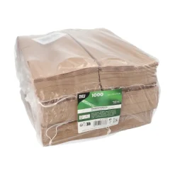 PAPSTAR Papierfaltenbeutel gefädelt Kraftpapier 24 cm x 10 cm x 5 cm braun Füllinhalt 0,75 kg