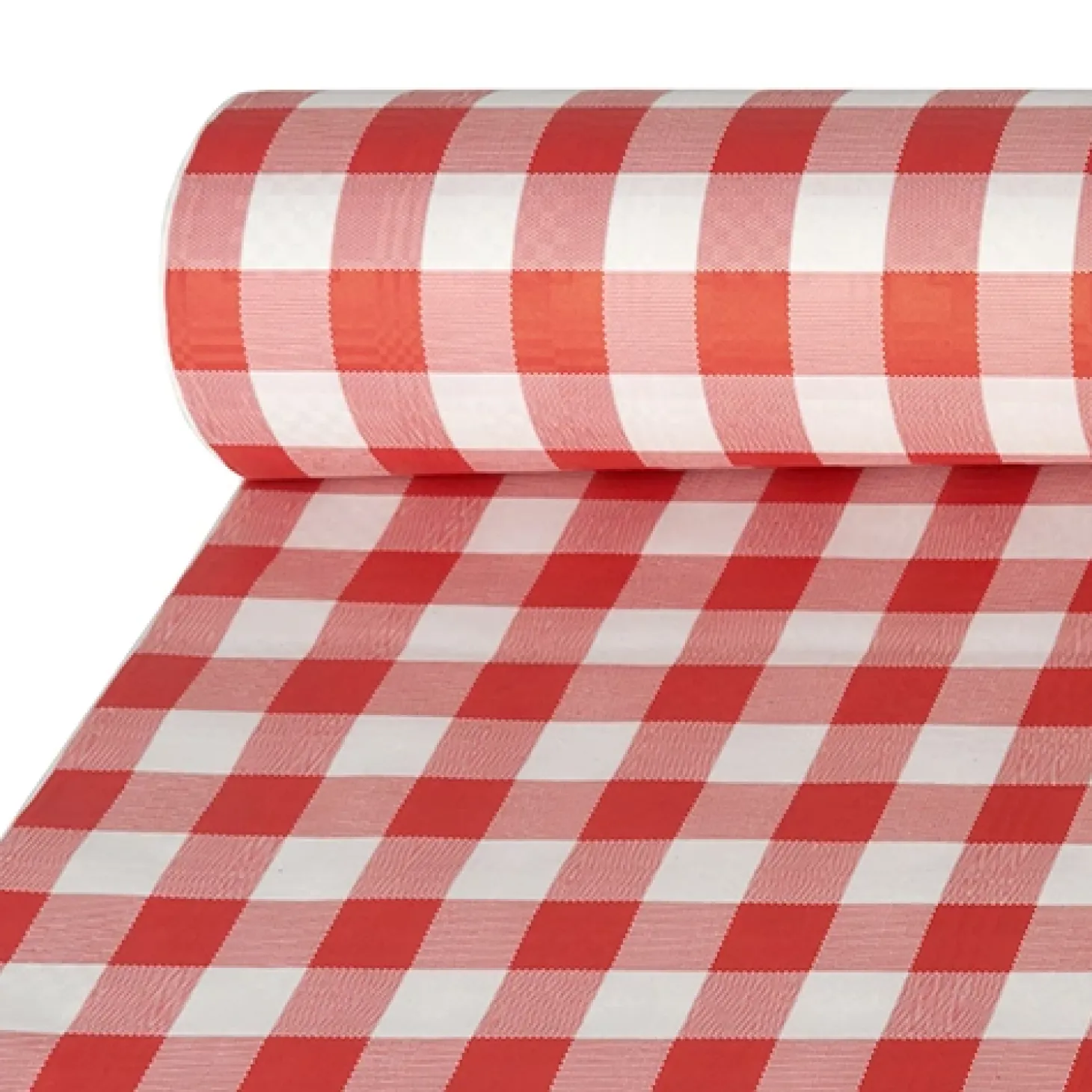 PAPSTAR Papiertischtuch mit Damastprägung 50 m x 1 m rot "Vichy Karo", 1 Rolle