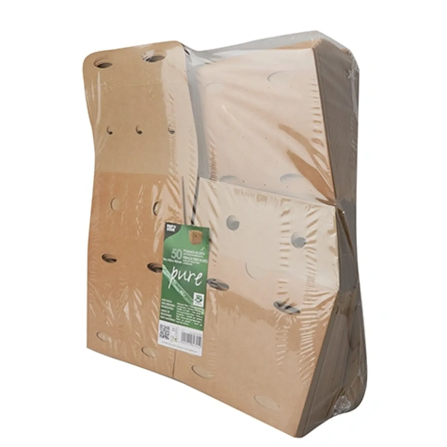PAPSTAR Pommes-Frites-Boxen, Pappe "pure" 14 cm x 14,5 cm x 14,5 cm braun "100% Fair" groß