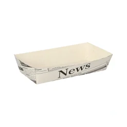 PAPSTAR Pommes-Frites-Trays 3,5 cm x 7 cm x 15 cm weiß "Newsprint"