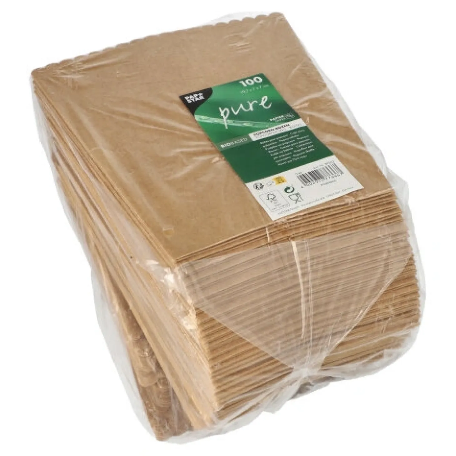 PAPSTAR Popcorn-Boxen Pappe "pure" eckig 1300 ml 19,7 cm x 7 cm x 7 cm braun klein