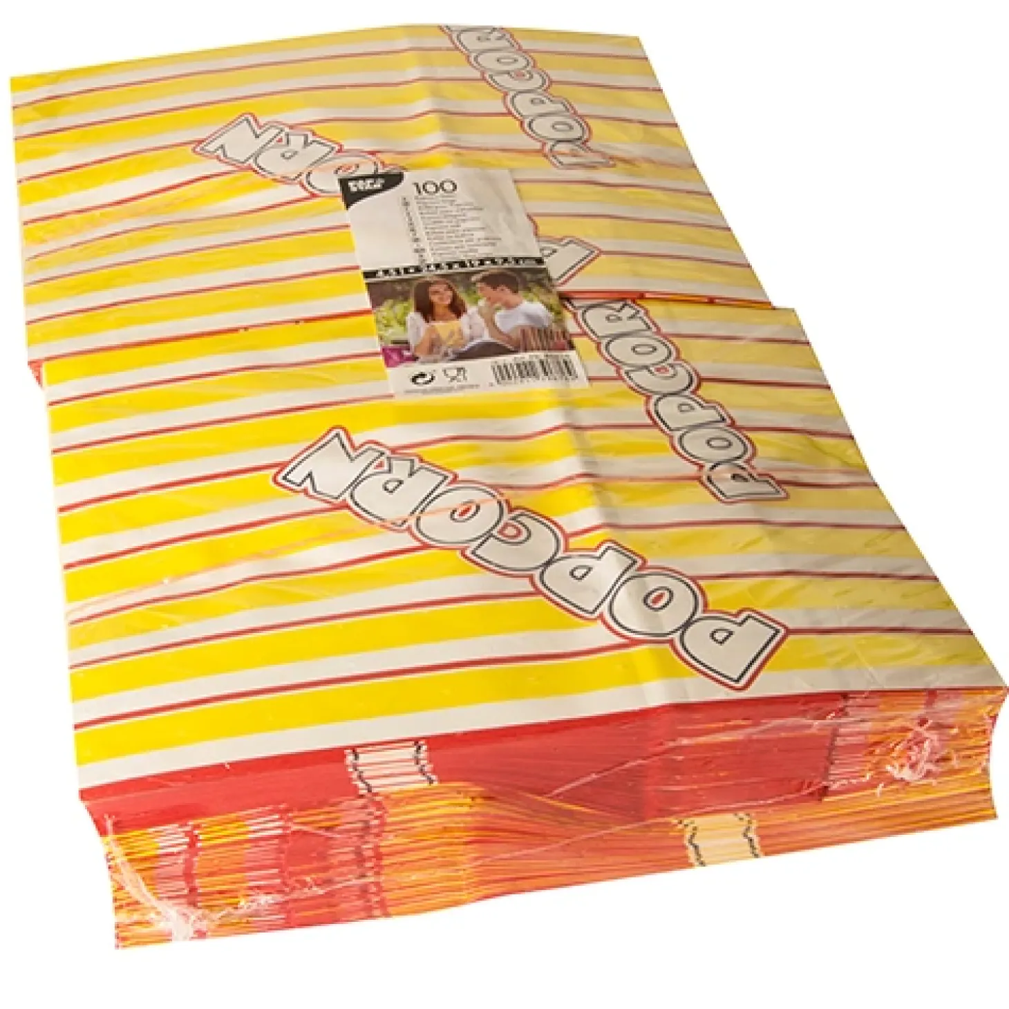PAPSTAR Popcorn Tüten, Pergament-Ersatz 4,5 l 24,5 cm x 19 cm x 9,5 cm "Popcorn" fettdicht