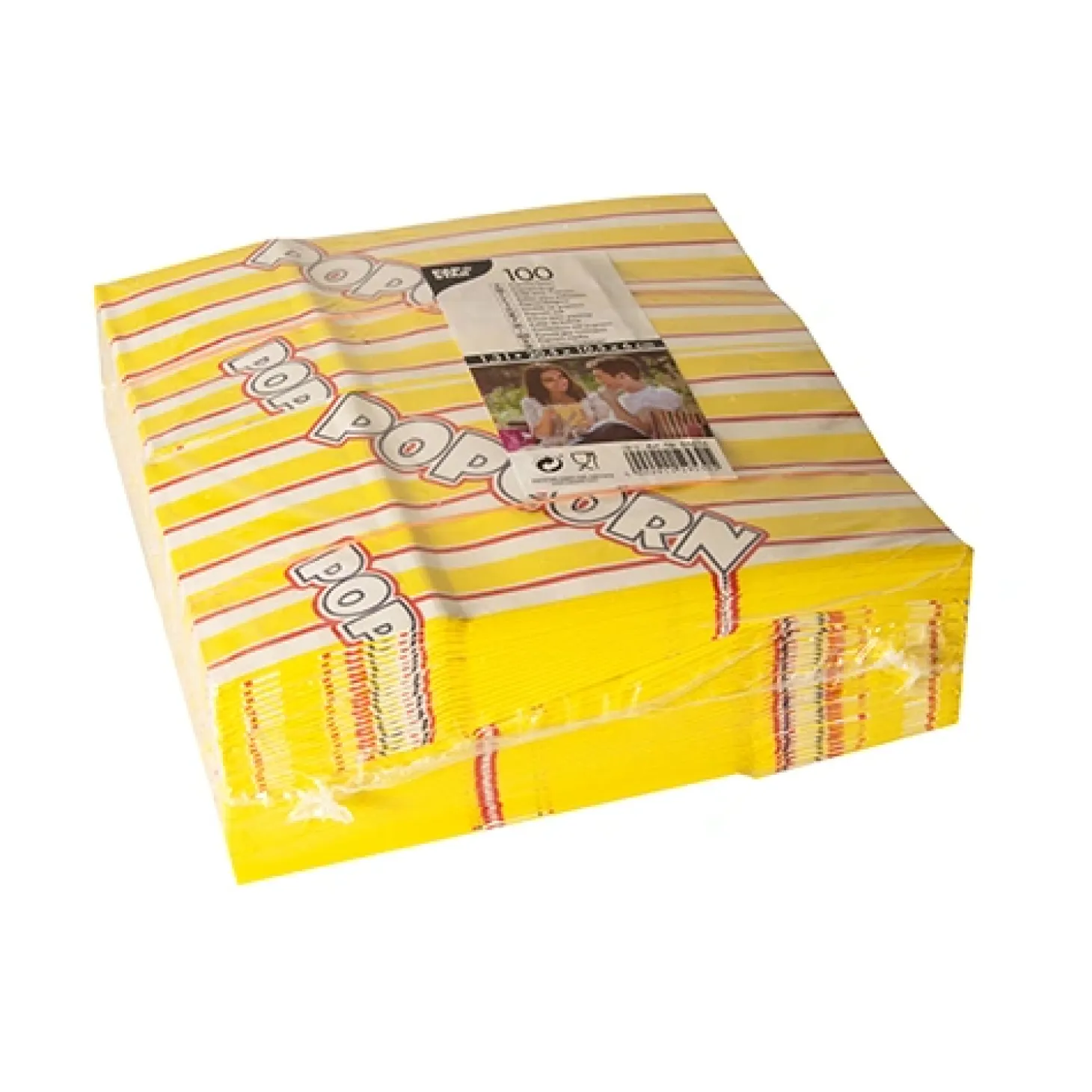 PAPSTAR Popcorn Tüten, Pergament-Ersatz 1,3 l 20,5 cm x 10,5 cm x 6 cm "Popcorn" fettdicht