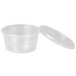 PAPSTAR Pro Pac Dressingbecher mit Deckel, PP rund 80 ml Ø 7 cm, 3,5 cm transparent