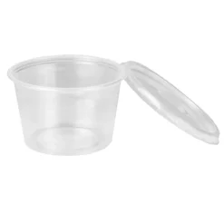 PAPSTAR Pro Pac Dressingbecher mit Deckel, PP rund 100 ml Ø 7 cm, 4,4 cm transparent