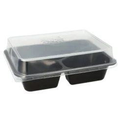 PAPSTAR Pro Pac Mehrweg-Menüschalen PP 3-geteilt 4,5 cm x 22,7 cm x 17,8 cm schwarz
