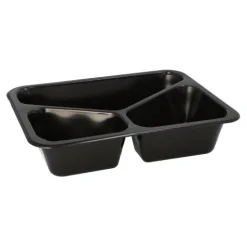 PAPSTAR Pro Pac Mehrweg-Menüschalen PP 3-geteilt 4,5 cm x 22,7 cm x 17,8 cm schwarz