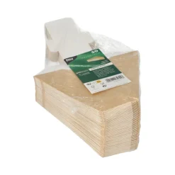 PAPSTAR Sandwichboxen, Pappe mit Sichtfenster aus PLA 12,3 cm x 12,3 cm x 5,2 cm braun