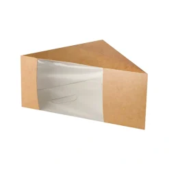 PAPSTAR Sandwichboxen, Pappe mit Sichtfenster aus PLA 12,3 cm x 12,3 cm x 8,2 cm braun