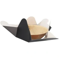 PAPSTAR Schalen, Palmblatt rund 900 ml Ø 21 cm, 6 cm natur/schwarz mit separatem Flower-Lid