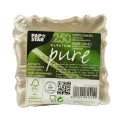 PAPSTAR Schalen, Pappe "pure" eckig 9 cm x 9 cm x 3 cm weiß