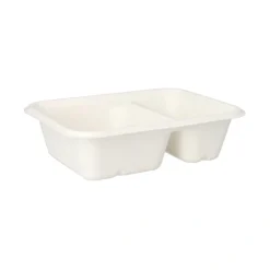 PAPSTAR Schalen, Zuckerrohr "pure" 2-geteilt 5,6 cm x 15,3 cm x 20,3 cm weiß