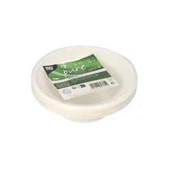 PAPSTAR Schalen, Zuckerrohr "pure" 380 ml Ø 15,5 cm, 4,6 cm weiß, 10 x 12 Stück