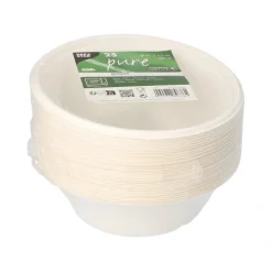 PAPSTAR Schalen, Zuckerrohr "pure" 600 ml Ø 17 cm, 5,5 cm weiß