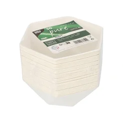 PAPSTAR Schalen Zuckerrohr "pure" 6-eckig 400 ml 5 cm x 16 cm x 14 cm weiß "Diamond", 10 x 50 Stück