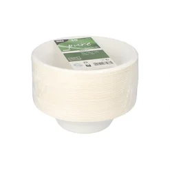 PAPSTAR Schalen, Zuckerrohr "pure" 380 ml Ø 15,5 cm, 4,6 cm weiß, 10 x 50 Stück