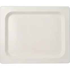 PAPSTAR Servierplatten, Zuckerrohr GN 1/2 2 cm x 32,4 cm x 26,4 cm weiß, 4 x 25 Stück