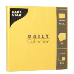 PAPSTAR Servietten "DAILY Collection" 1/4-Falz 32 cm x 32 cm gelb, 15 x 20 Stück