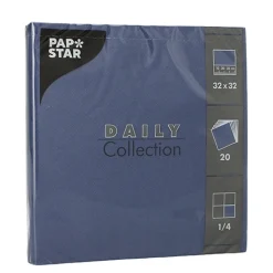 PAPSTAR Servietten "DAILY Collection" 1/4-Falz 32 cm x 32 cm dunkelblau, 15 x 20 Stück