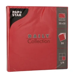 PAPSTAR Servietten "DAILY Collection" 1/4-Falz 32 cm x 32 cm bordeaux, 15 x 20 Stück