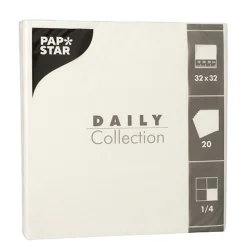 PAPSTAR Servietten "DAILY Collection" 1/4-Falz 32 cm x 32 cm weiß, 15 x 20 Stück