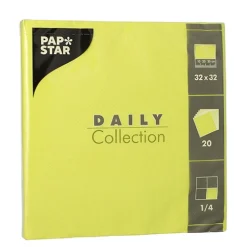 PAPSTAR Servietten "DAILY Collection" 1/4-Falz 32 cm x 32 cm limonengrün, 15 x 20 Stück