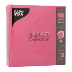 PAPSTAR Servietten "DAILY Collection" 1/4-Falz 32 cm x 32 cm fuchsia, 14 x 50 Stück