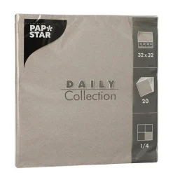 PAPSTAR Servietten "DAILY Collection" 1/4-Falz 32 cm x 32 cm grau, 15 x 20 Stück
