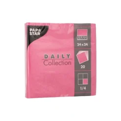 PAPSTAR Servietten "DAILY Collection" 1/4-Falz 24 cm x 24 cm fuchsia, 20 x 20 Stück