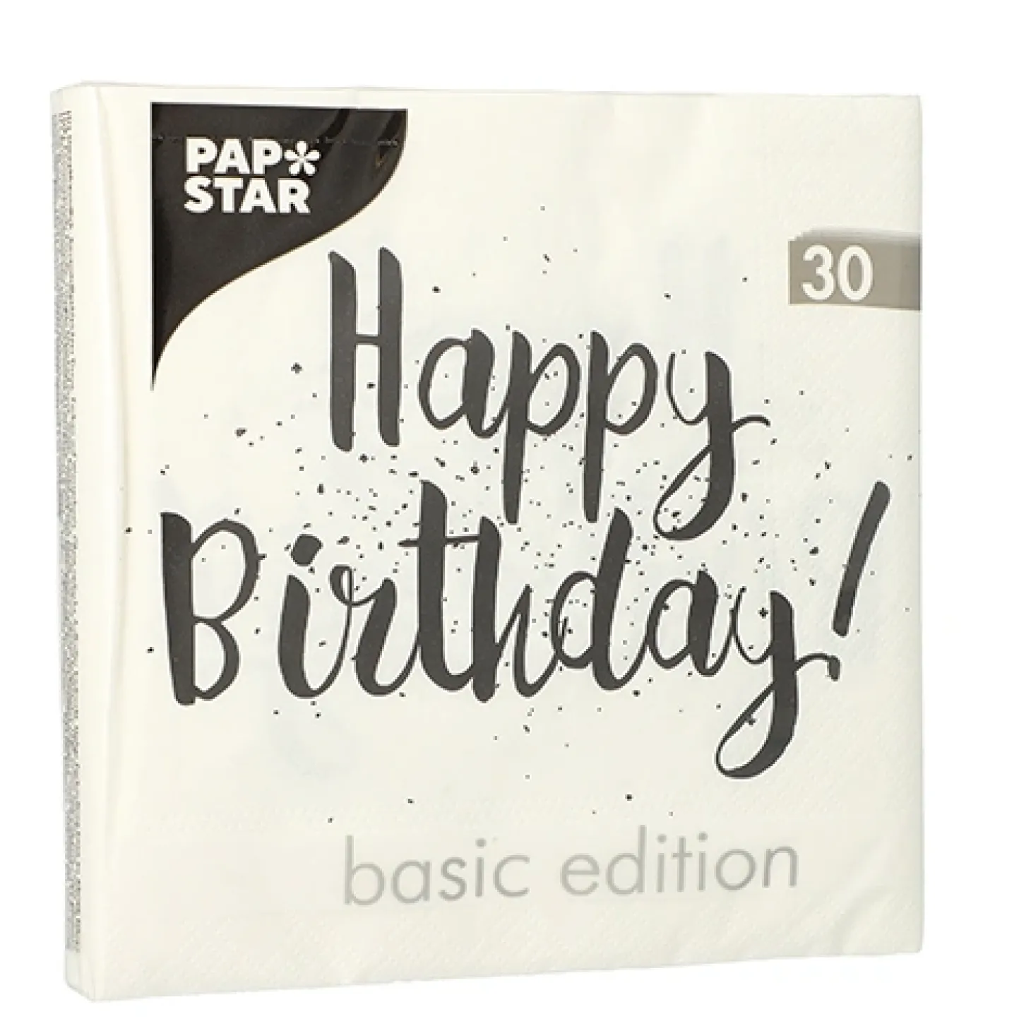 PAPSTAR Servietten, 3-lagig 1/4-Falz 33 cm x 33 cm "Happy Birthday", 12 x 30 Stück