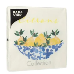 PAPSTAR Servietten, 3-lagig 1/4-Falz 33 cm x 33 cm "Citrons"