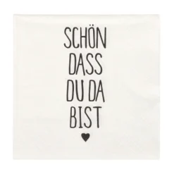 PAPSTAR Servietten, 3-lagig 1/4-Falz 33 cm x 33 cm "Schön, dass du da bist", 10 x 20 Stück