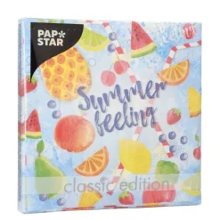 PAPSTAR Servietten, 3-lagig 1/4-Falz 33 cm x 33 cm "Summerfeelings"