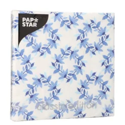 PAPSTAR Servietten, 3-lagig 1/4-Falz 33 cm x 33 cm "Blue Wreaths"