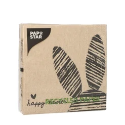PAPSTAR Servietten, 3-lagig 1/4-Falz 25 cm x 25 cm natur "Bunny" aus recyceltem Papier