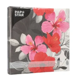PAPSTAR Servietten, 3-lagig 1/4-Falz 33 cm x 33 cm "Hibiscus"