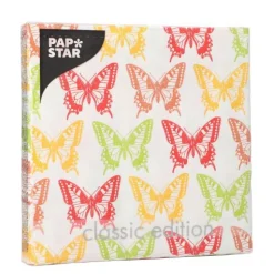 PAPSTAR Servietten, 3-lagig 1/4-Falz 33 cm x 33 cm "Butterflies"