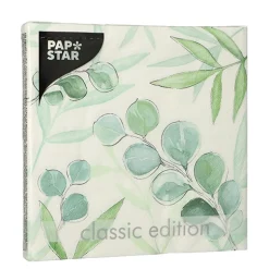PAPSTAR Servietten, 3-lagig 1/4-Falz 33 cm x 33 cm "Eucalyptus Twigs"
