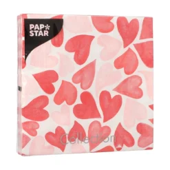 PAPSTAR Servietten, 3-lagig 1/4-Falz 33 cm x 33 cm "Heart to Heart", 10 x 20 Stück
