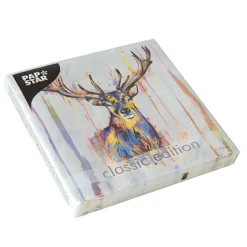 PAPSTAR Servietten, 3-lagig 1/4-Falz 33 cm x 33 cm "Colourful Deer"