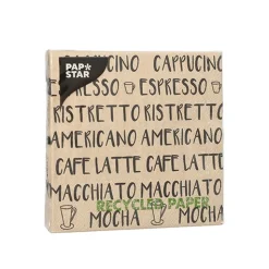 PAPSTAR Servietten, 3-lagig 1/4-Falz 25 cm x 25 cm natur "Coffee Specialities"