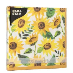 PAPSTAR Servietten, 3-lagig 1/4-Falz 33 cm x 33 cm "Sunflowers"