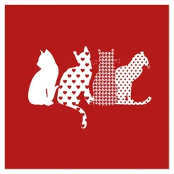 PAPSTAR Servietten, 3-lagig 1/4-Falz 33 cm x 33 cm rot "Cats"